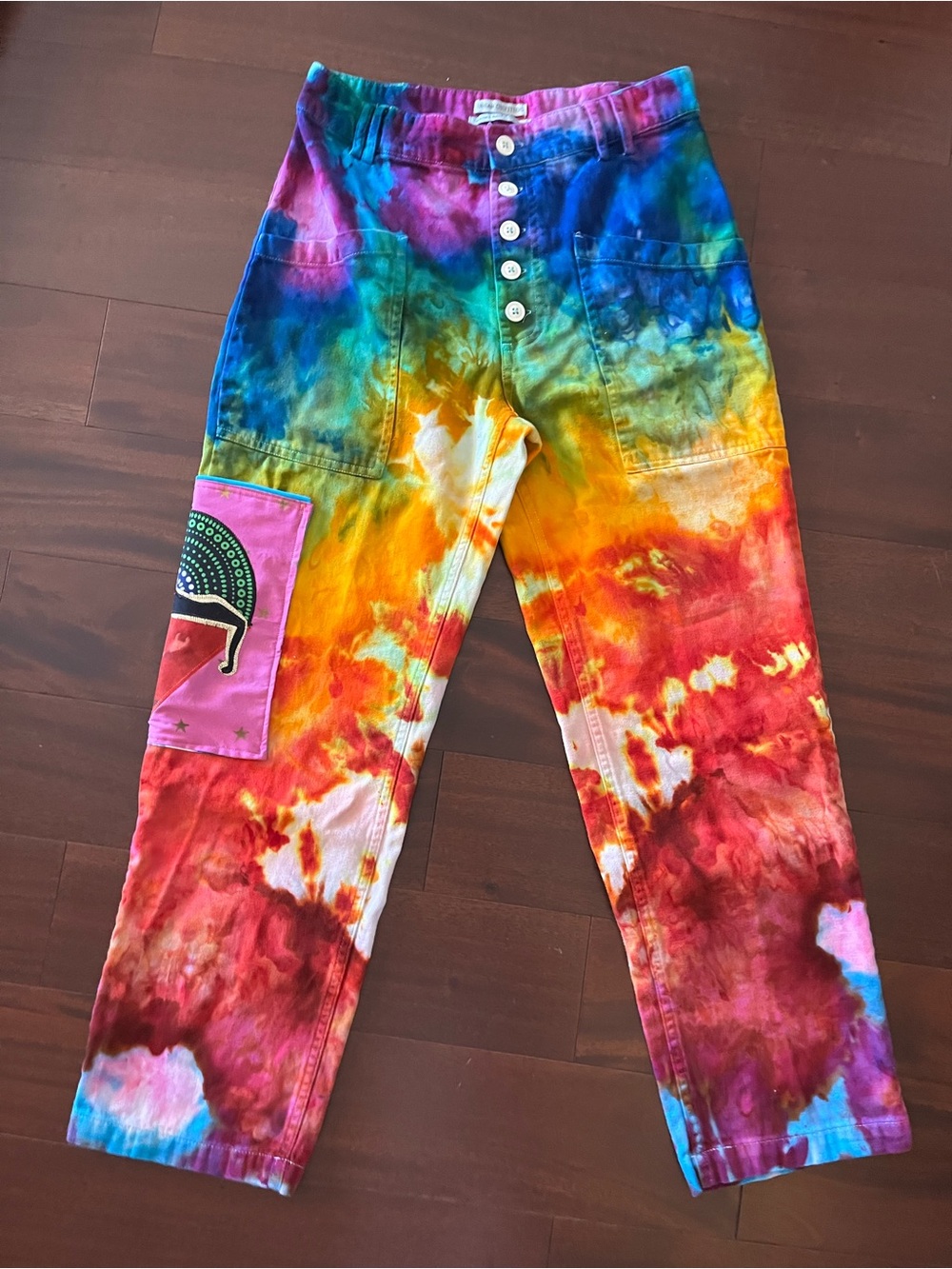 UO cotton ice dyed CATS UNDER STARS patch pocket JGB Garcia patchwork 🐈‍⬛ 🌈